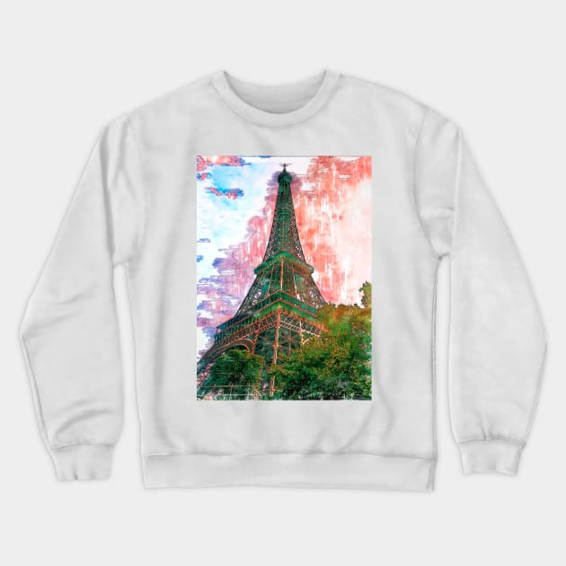 Eiffel Tower Red Sky Paris. For Eiffel Tower & Paris Lovers. Crewneck Sweatshirt by ColortrixArt